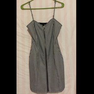 black and white zip up dress